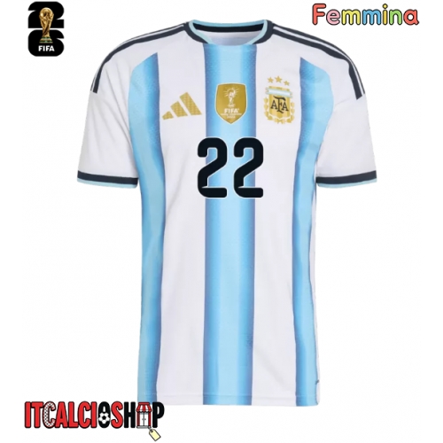 Argentina Lautaro Martinez #22 Prima Maglia Femmina Mondiali 2026 Manica Corta